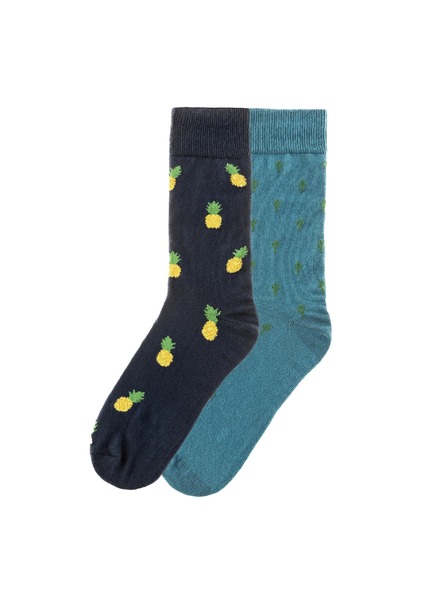 Funky Steps Set șosete pentru bărbați Funky Steps cu motiv ananas și cactusi FSC174
