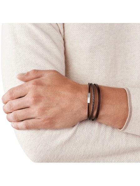 Fossil Brățară din piele pentru bărbați Fossil JF03323040