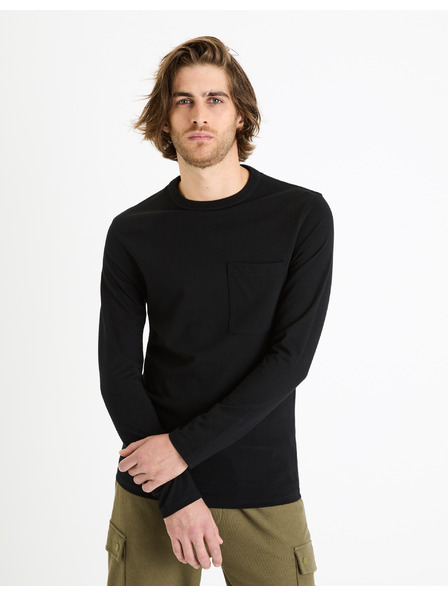 Celio Cămașă de bază neagră pentru bărbați cu buzunar Celio