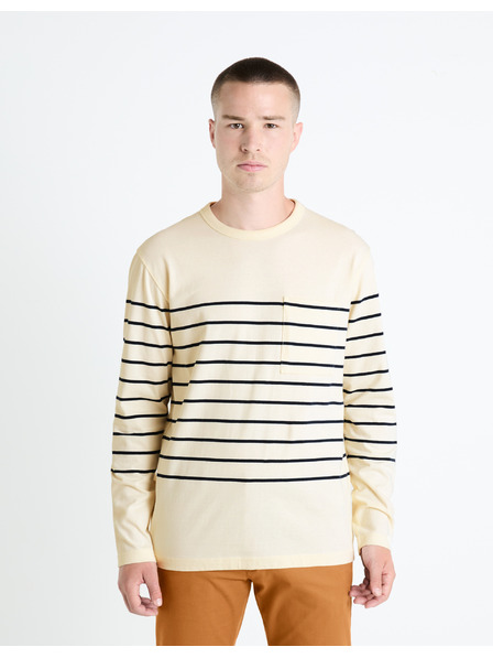 Celio Tricou cu dungi crem pentru bărbați Celio Veboxmlr