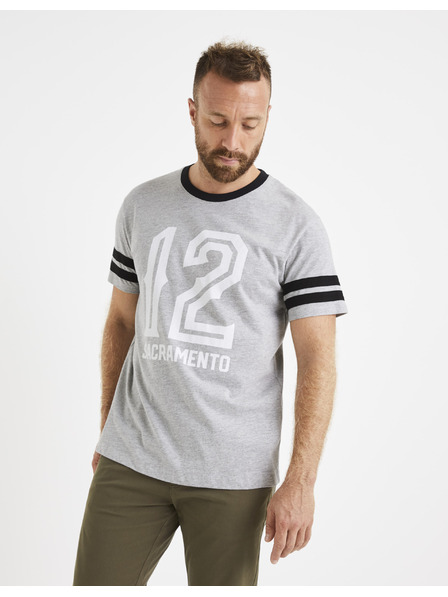 Celio Tricou imprimat pentru bărbați gri deschis Celio