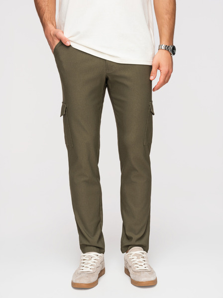 Ombre Clothing Pantaloni pentru bărbați REGULAR cu buzunare cargo - verde măslin închis V1 P1515 Ombre Clothing