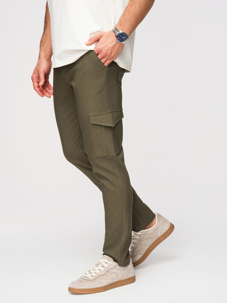 Ombre Clothing Pantaloni pentru bărbați REGULAR cu buzunare cargo - verde măslin închis V1 P1515 Ombre Clothing