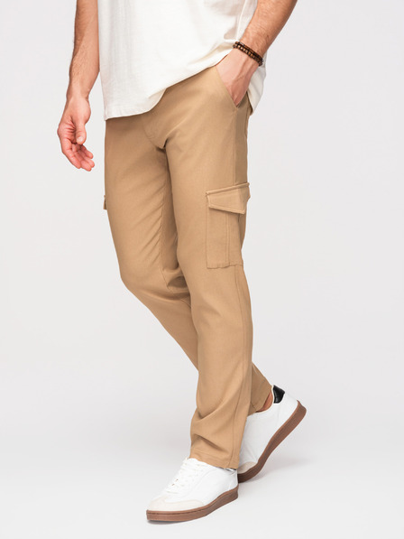 Ombre Clothing Pantaloni pentru bărbați REGULAR cu buzunare cargo - bej deschis V4 P1515 Ombre Clothing