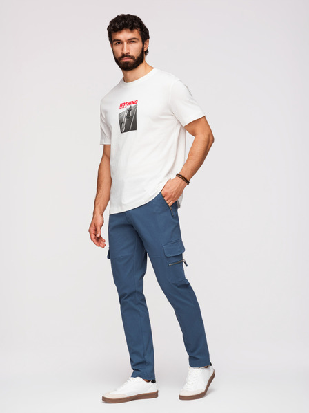 Ombre Clothing Pantaloni pentru bărbați cu picioare drepte și buzunare cu fermoar - albastru închis V1 P1517 Ombre Clothing