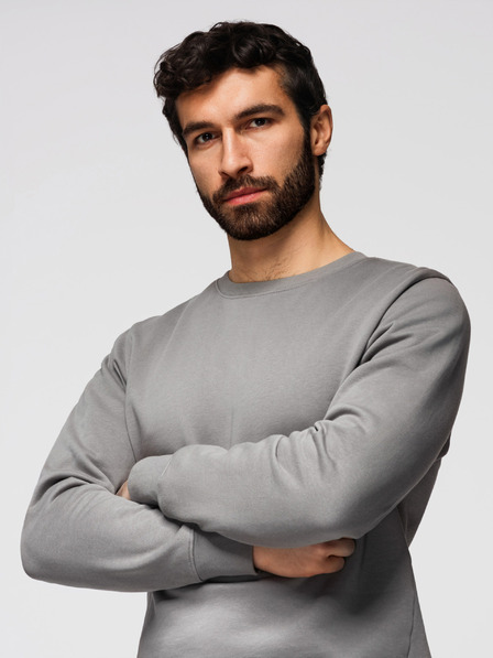 Ombre Clothing Bluză pentru bărbați BASIC cu gât rotund - gri Ombre Clothing