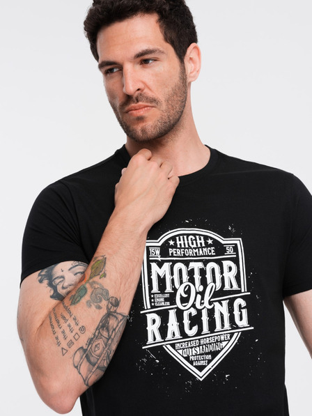 Ombre Clothing Tricou imprimat negru pentru bărbați Ombre Clothing
