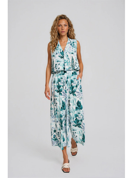 Moodo Pantaloni culottes cu floral deschis