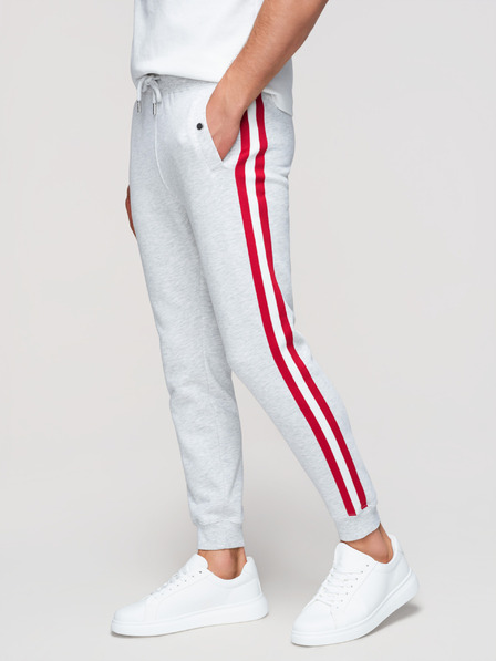 Ombre Clothing Pantaloni de trening pentru bărbați cu chenă și nervuri la cinci - gri melanj V1 P1519 Ombre Clothing