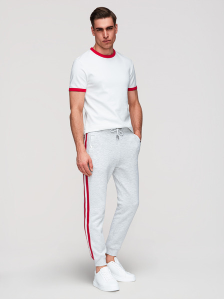 Ombre Clothing Pantaloni de trening pentru bărbați cu chenă și nervuri la cinci - gri melanj V1 P1519 Ombre Clothing
