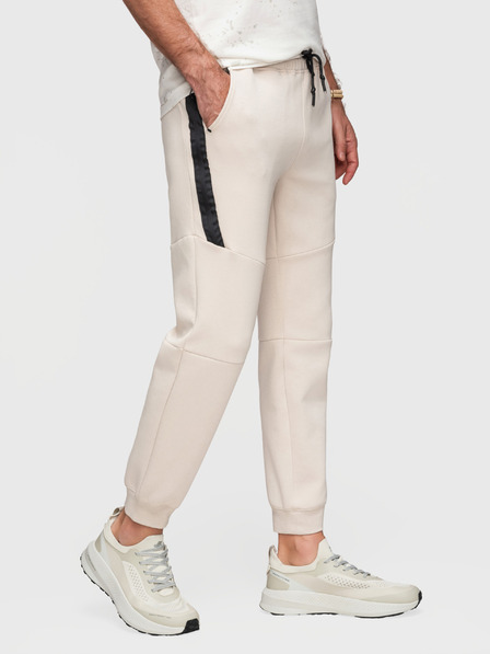 Ombre Clothing Pantaloni de trening pentru bărbați cu manșete nervurate și fermoar decorativ - nisip V6 P1520 Ombre Clothing