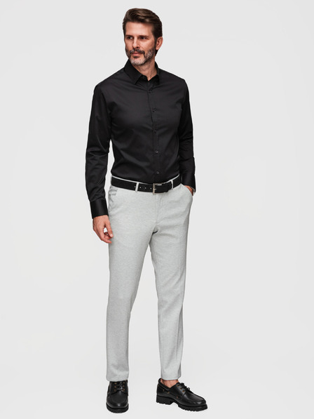 Ombre Clothing Cămașă clasică pentru bărbați SLIM FIT din țesătură satinată - negru V4 OM-SHOS-0211 Ombre Clothing