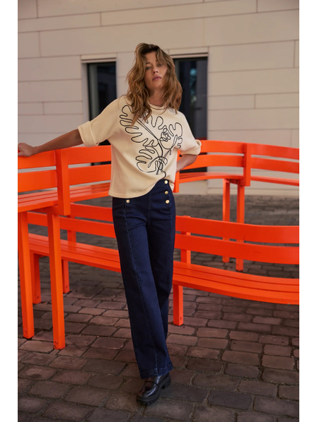 Moodo Blugi bleumarin wide leg Moodo