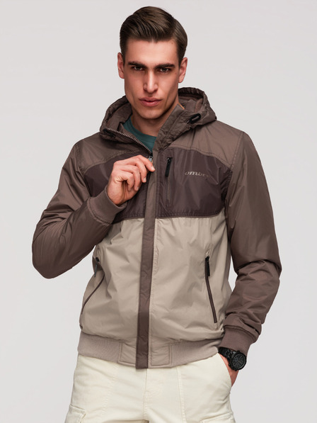 Ombre Clothing Jachetă sport ușoară din fleece colorată pentru bărbați bej Ombre Clothing