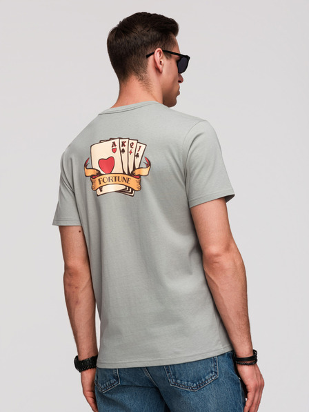 Ombre Clothing Tricou din bumbac pentru bărbați regular fit cu imprimeu tatuaj vintage - gri V1 OM-TSPT-0257 Ombre Clothing