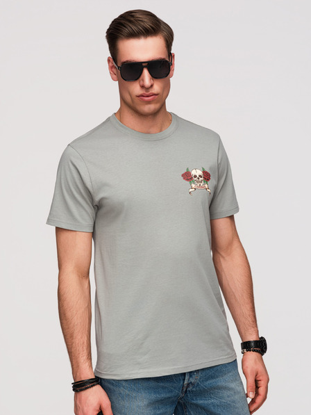 Ombre Clothing Tricou din bumbac pentru bărbați regular fit cu imprimeu tatuaj vintage - gri V1 OM-TSPT-0257 Ombre Clothing