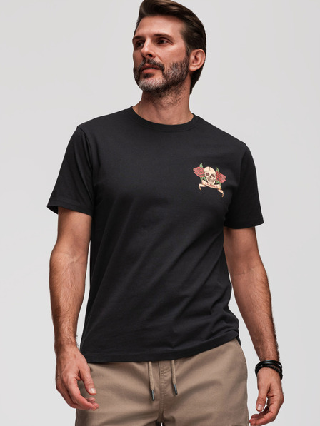 Ombre Clothing Tricou din bumbac pentru bărbați regular fit cu imprimeu tatuaj vintage - V2 black OM-TSPT-0257 Ombre Clothing