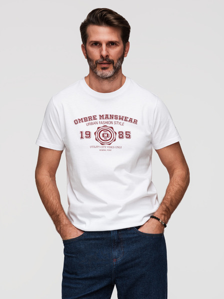 Ombre Clothing Tricou din bumbac pentru bărbați cu imprimeu - alb V1 OM-TSPT-0269 Ombre Clothing
