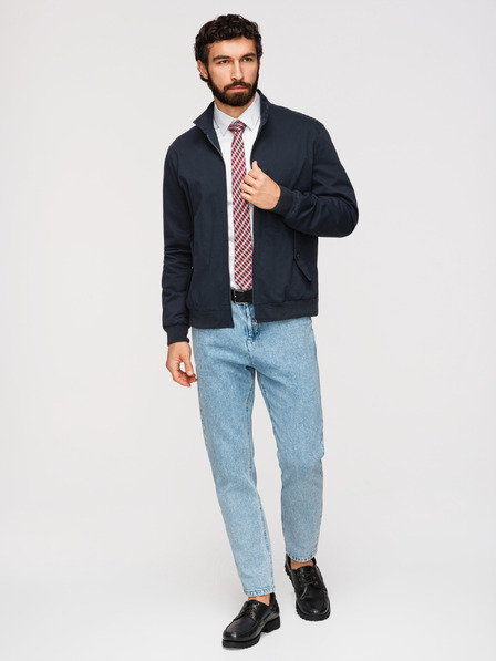 Ombre Clothing Jachetă Harrington pentru bărbați cu guler și căptușeală cu carouri - albastru închis V2 OM-JANP-0326 Ombre Clothing