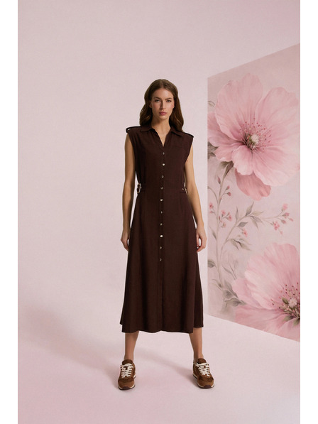 Moodo Rochie din in maro Moodo