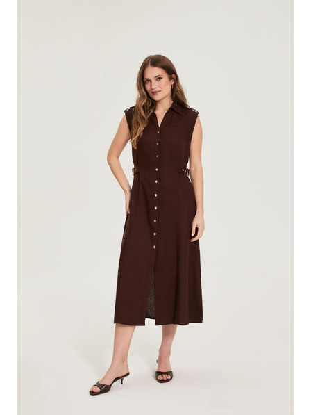 Moodo Rochie din in maro Moodo