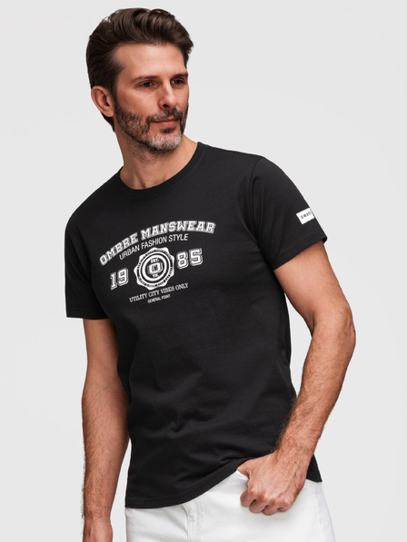 Ombre Clothing Tricou din bumbac pentru bărbați cu imprimeu College - V2 black OM-TSPT-0269 Ombre Clothing
