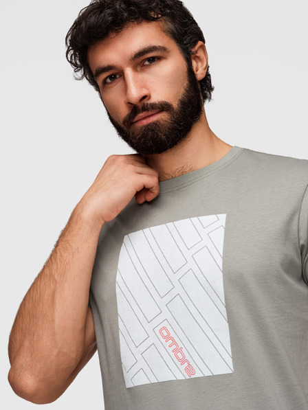 Ombre Clothing Tricou din bumbac pentru bărbați cu imprimeu geometric - gri V3 OM-TSPT-0259 Ombre Clothing