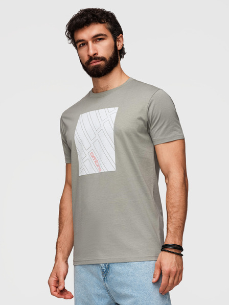 Ombre Clothing Tricou din bumbac pentru bărbați cu imprimeu geometric - gri V3 OM-TSPT-0259 Ombre Clothing