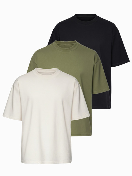 Ombre Clothing Tricou OM-TSBC-0291 - negru/alb/oliv deschis Ombre Clothing