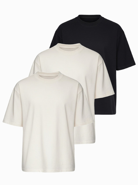 Ombre Clothing Tricou OM-TSBC-0291 - off white/off white/negru Ombre Clothing