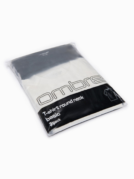 Ombre Clothing Tricou OM-TSBC-0291 - off white/off white/negru Ombre Clothing
