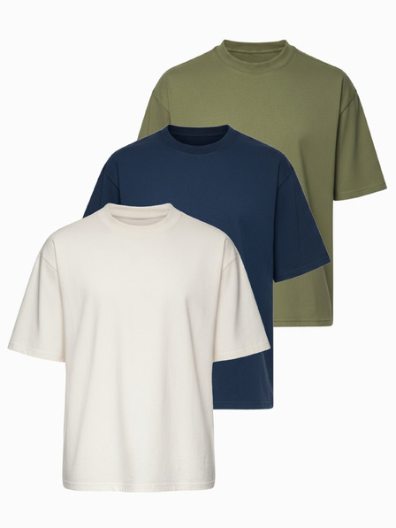 Ombre Clothing Tricou OM-TSBC-0291 - off white/oliv pal/navy Ombre Clothing
