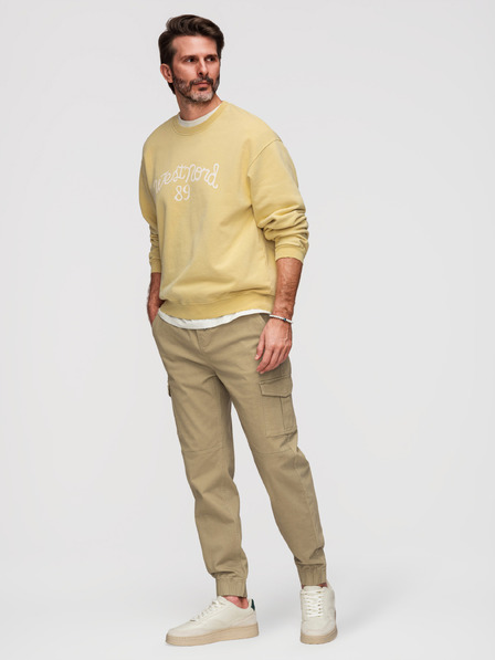 Ombre Clothing Pantaloni JOGGERY cu buzunare cargo cu fermoar pentru bărbați - khaki V1 OM-PAJO-0290 Ombre Clothing