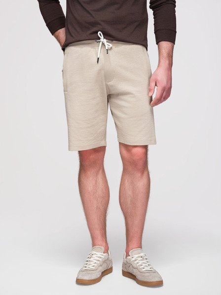 Ombre Clothing Pantaloni scurți din bumbac cu șnururi și buzunare pentru bărbați - bej deschis V1 OM-SRBS-0205 Ombre Clothing