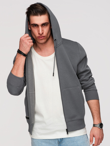 Ombre Clothing Hanorac cu fermoar din bumbac BASIC pentru bărbați Ombre Clothing
