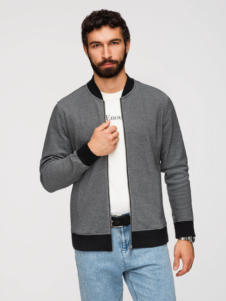 Ombre Clothing Geacă bomber tricotată bărbătească - neagră