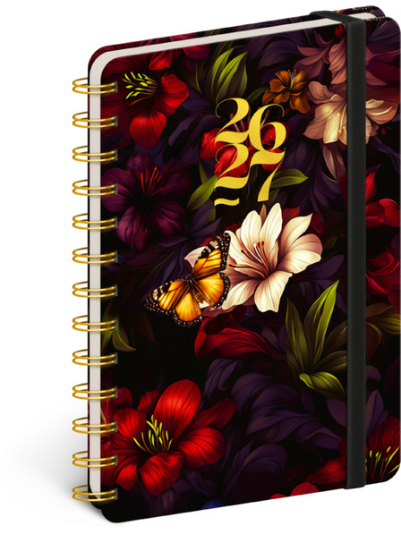 NOTIQUE NOTIQUE Jurnal spiral 18 luni Petito – Flori roșii 2026/2027, 13 x 18 cm