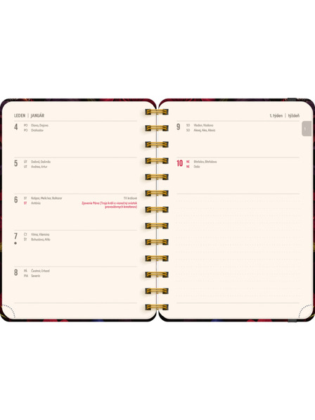 NOTIQUE NOTIQUE Jurnal spiral 18 luni Petito – Flori roșii 2026/2027, 13 x 18 cm