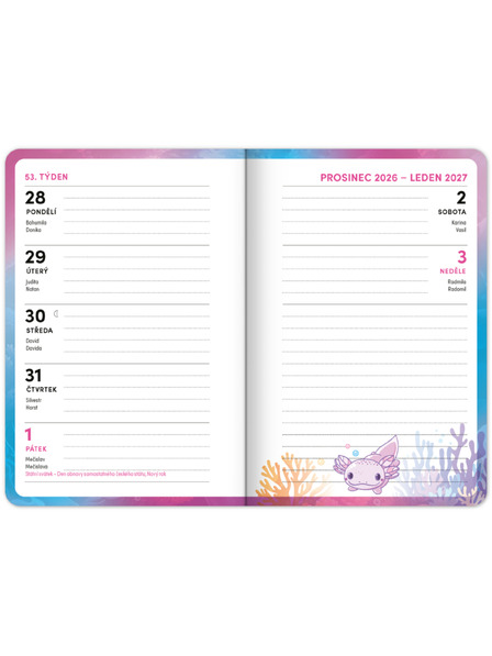 NOTIQUE NOTIQUE Jurnal școlar Axolotl (septembrie 2026 – decembrie 2027), 9,8 x 14,5 cm
