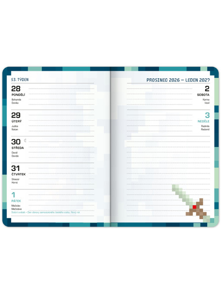 NOTIQUE NOTIQUE Jurnal școlar Gamer (septembrie 2026 – decembrie 2027), 9,8 x 14,5 cm