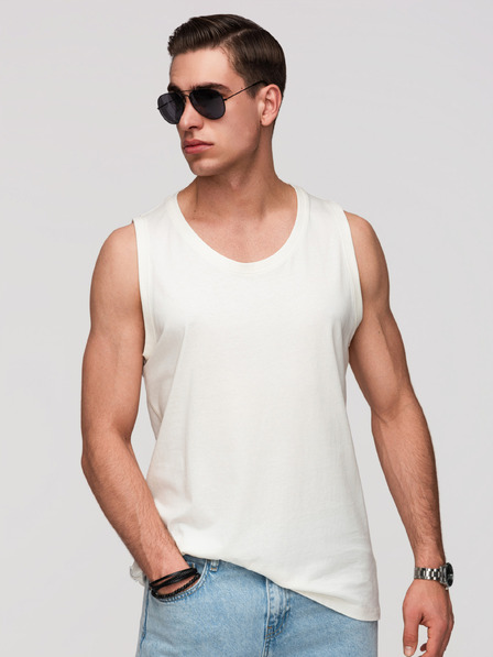 Ombre Clothing Maiou din bumbac pentru bărbați BASIC - alb V1 OM-TSBT-0272 Ombre Clothing