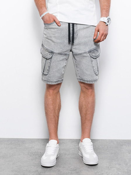 Ombre Clothing Pantaloni scurți din denim pentru bărbați gri deschis Ombre Clothing W362