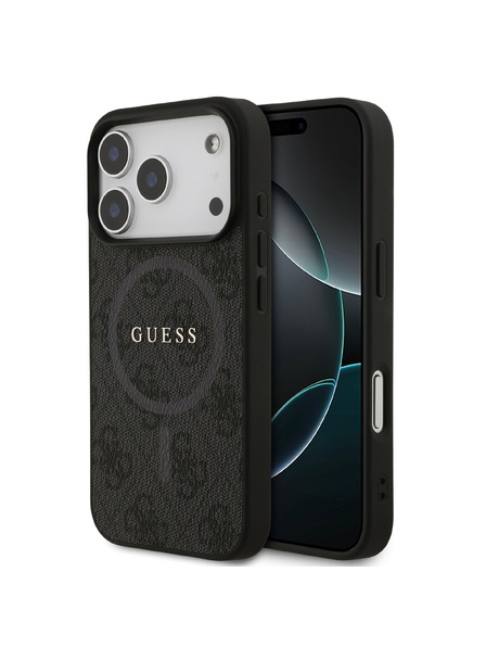 Guess Guess PU Piele 4G Colored Ring MagSafe Carcasă Spate pentru iPhone 17 Pro Black