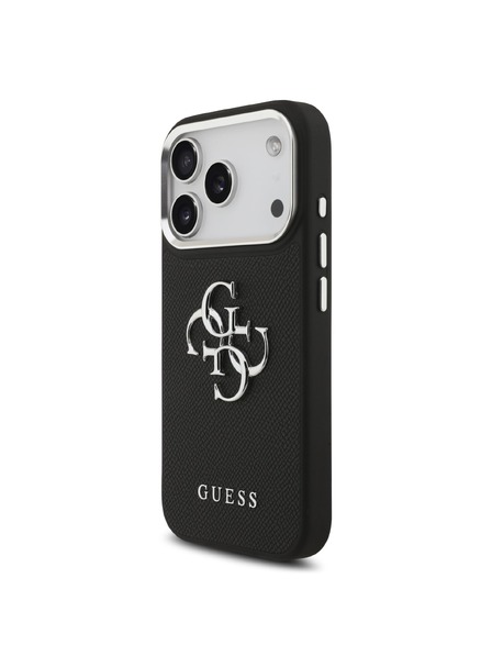 Guess Guess PU Grained 4G Metal Logo Carcasă Spate pentru iPhone 17 Pro Black