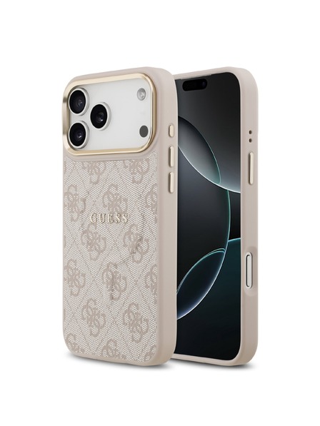 Guess Guess PU Piele 4G Gold Frame MagSafe Carcasă Spate pentru iPhone 17 Pro Max Pink