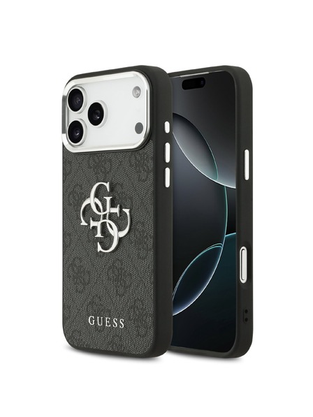 Guess Guess PU 4G Metal Logo Carcasă Spate pentru iPhone 17 Pro Max Silver Black