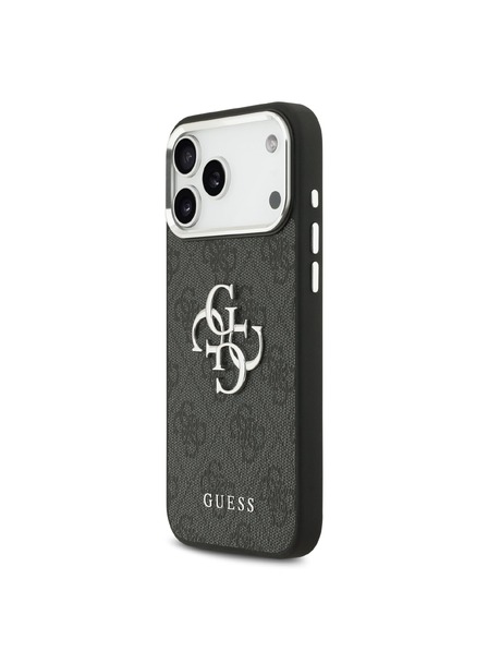 Guess Guess PU 4G Metal Logo Carcasă Spate pentru iPhone 17 Pro Max Silver Black