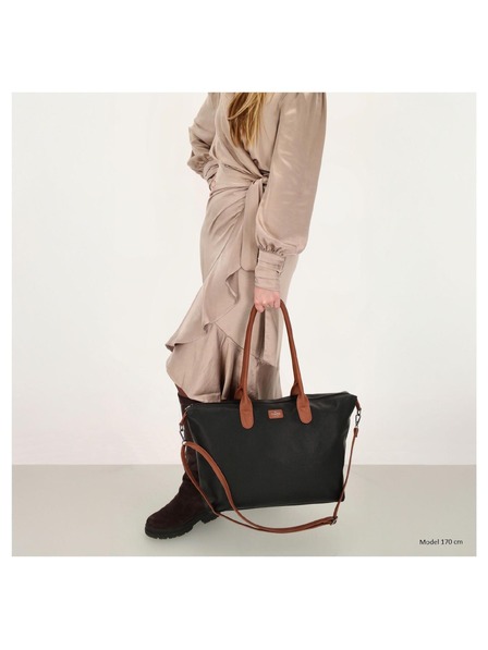 Charm London Servietă Charm London Buckingham 23816 Black Cognac