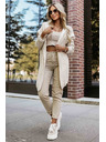 numoco Cardigan oversized confortabil cu glugă și nașă stilată - bej