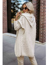 numoco Cardigan oversized confortabil cu glugă și nașă stilată - bej